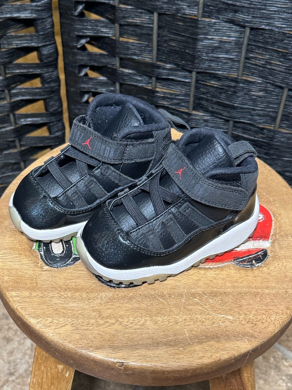 Jordan Toddler Black and Red High-Top Sneakers